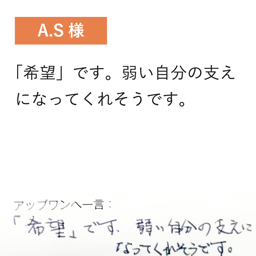 「希望」です。弱い自分の支えになってくれそうです。