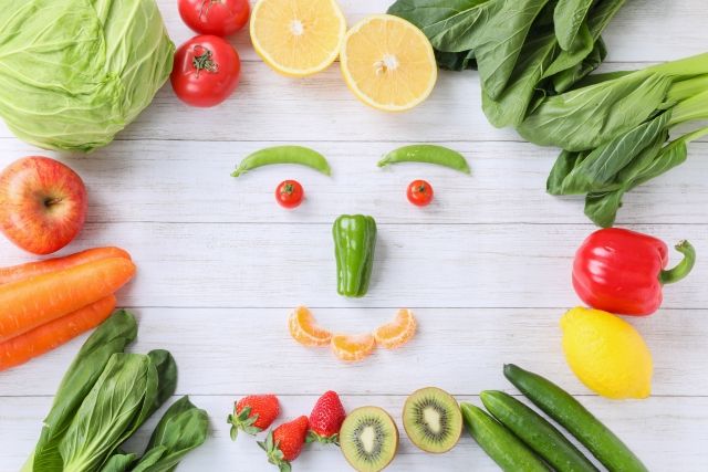 野菜で顔を表現