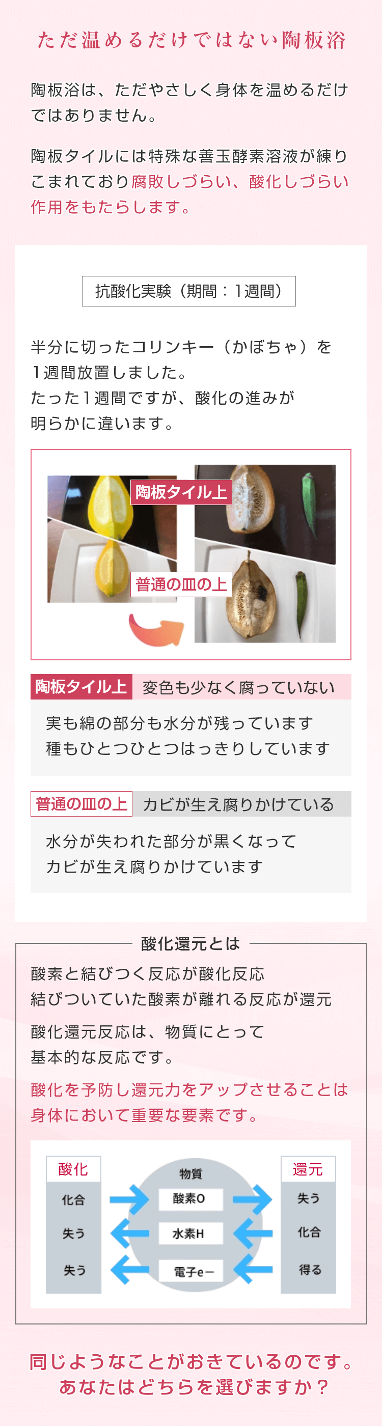 ただ温めるだけではない陶板浴 抗酸化実験の様子と酸化還元について